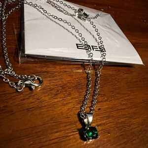 Silver Necklace with Green Pendant